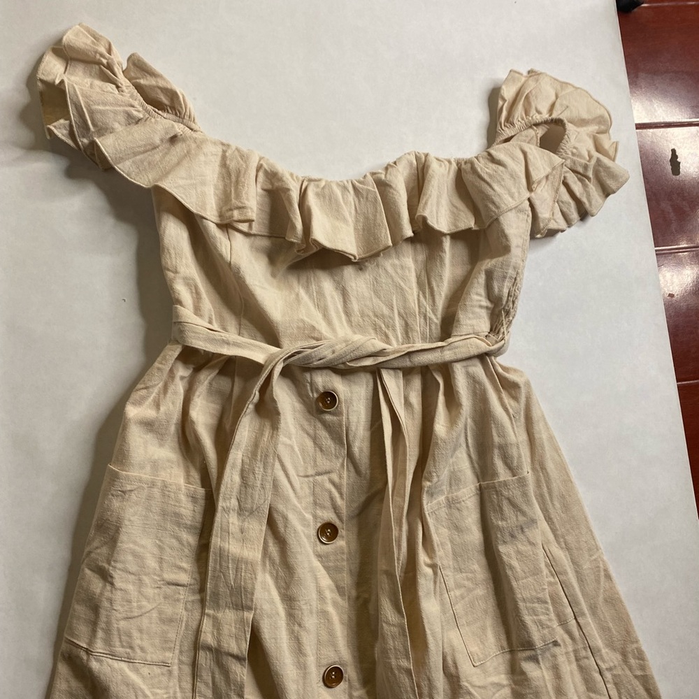 Never worn before Brown off the shoulder dress